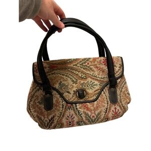 VTG Carpet tapestry Bag Jaclyn USA Large Mary Poppins Style Handbag Purse